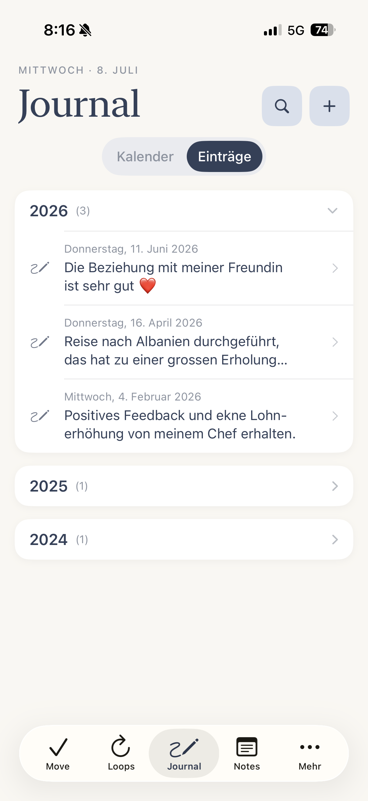 Journal — Einträge